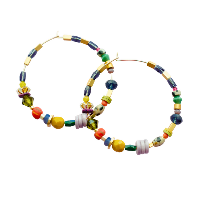 Vibrant Beaded Museum Hoop Earrings