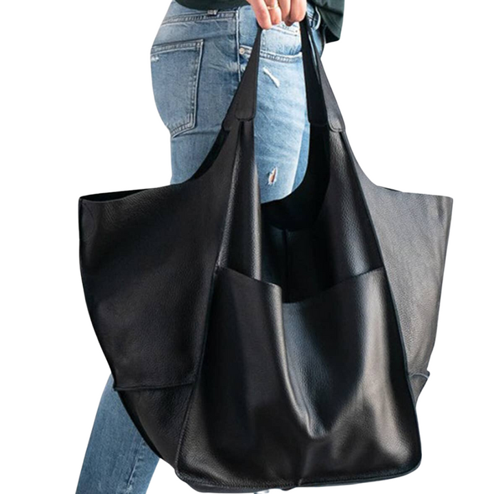 Large Faux Leather Everything Tote