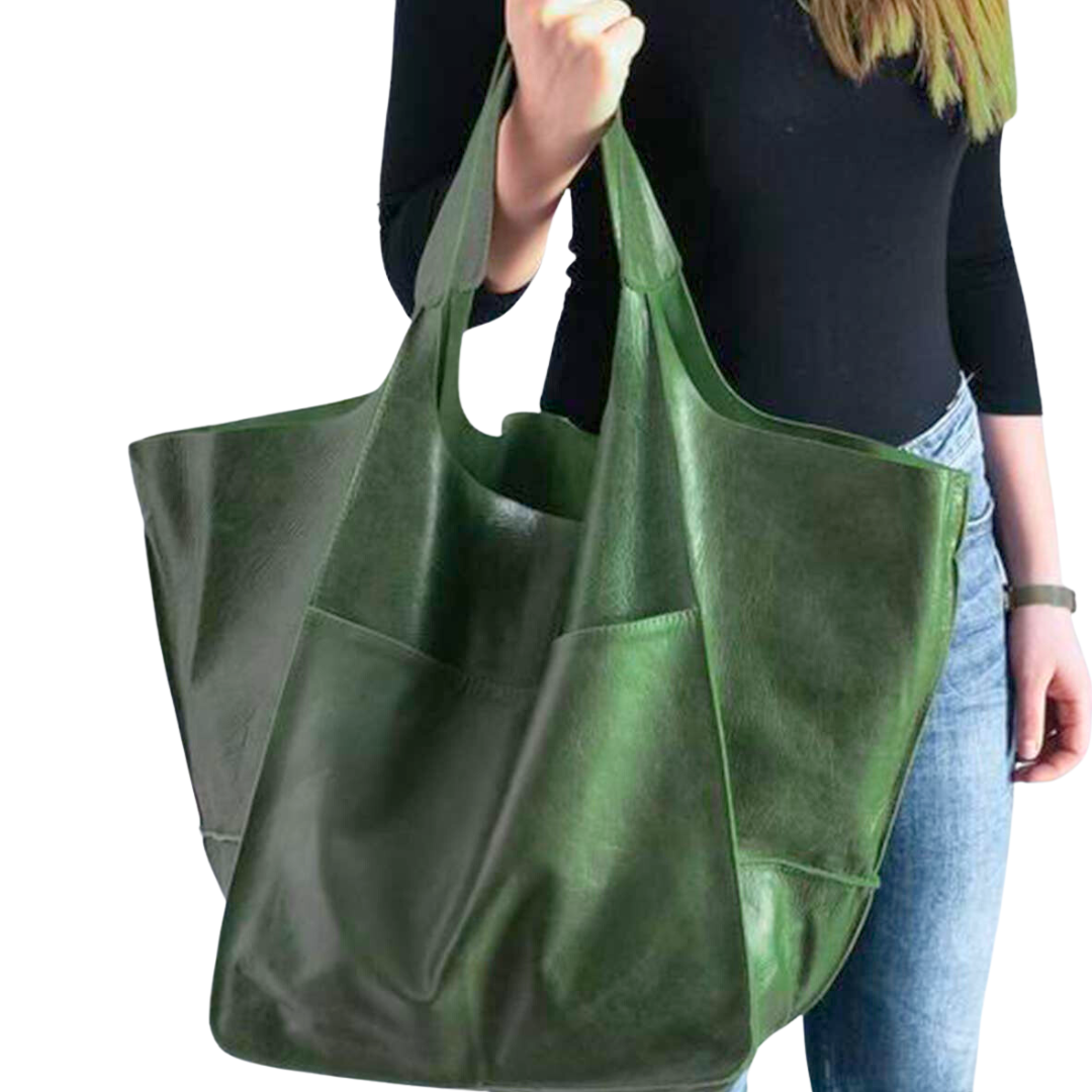 Large Faux Leather Everything Tote