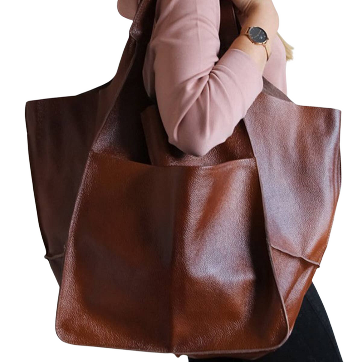 Large Faux Leather Everything Tote