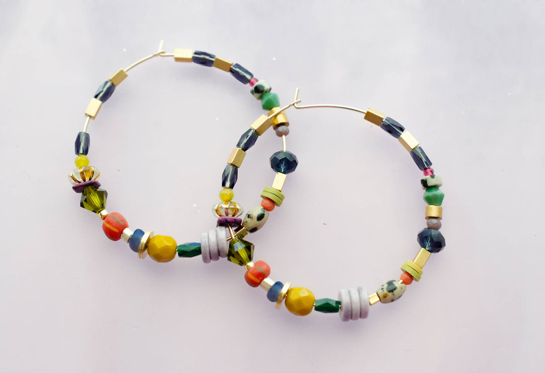 Vibrant Beaded Museum Hoop Earrings