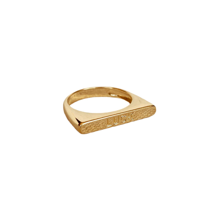 GoldFi - 18k Gold Filled Luck Engraved Stackable Ring: 6