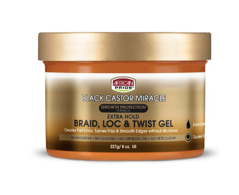 African Pride Black Castor Miracle Extra Hold Braid, Loc & Twist Gel