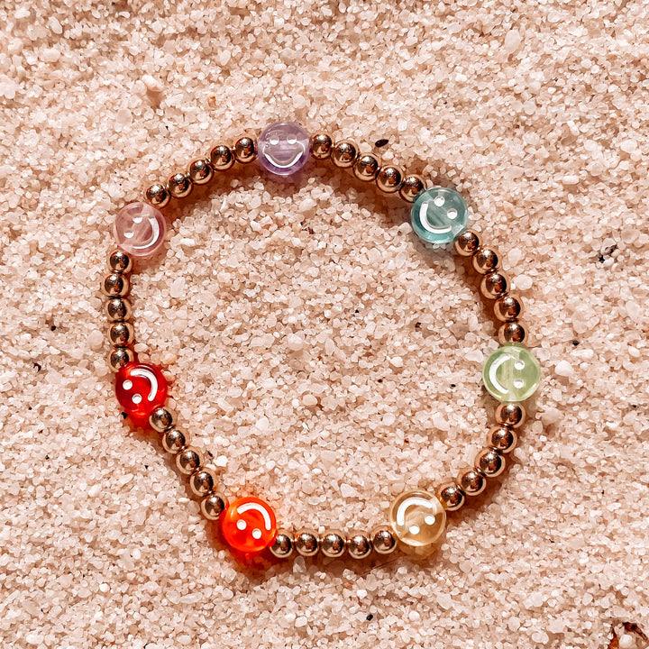 Translucent Rainbow Smiley Bracelet 14k